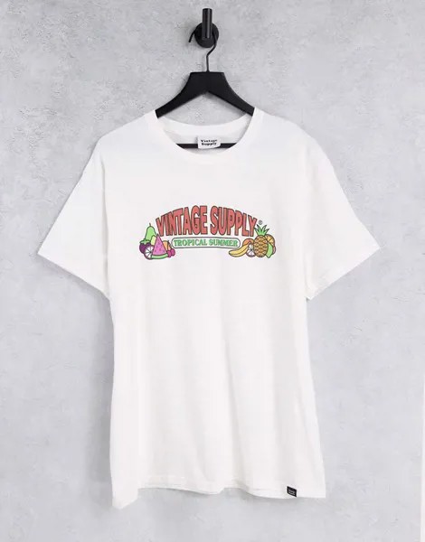 Белая футболка с тропическим принтом Vintage Supply-Белый