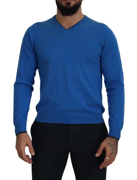 SUN68 Свитер синий хлопковый вязаный мужской пуловер с v-образным вырезом IT48/US38/M Рекомендуемая розничная цена 200 долларов США