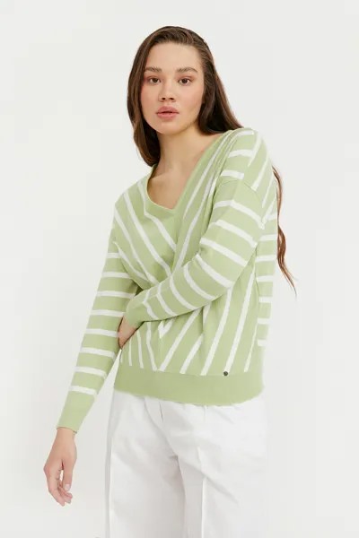 Пуловер женский Finn Flare B21-11131 зеленый S