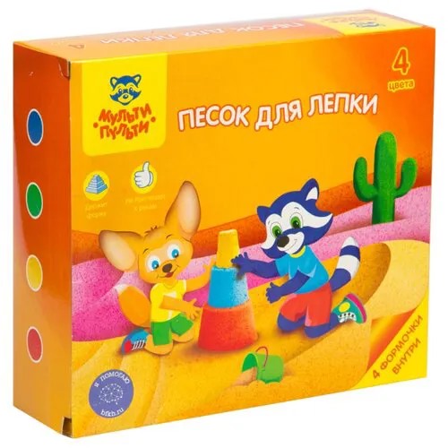 Кинетический песок Мульти-Пульти Енот в пустыне, 4 цвета, 0.48 кг