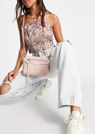Розовая сумка через плечо с акцентной молнией Rebecca Minkoff-Розовый цвет