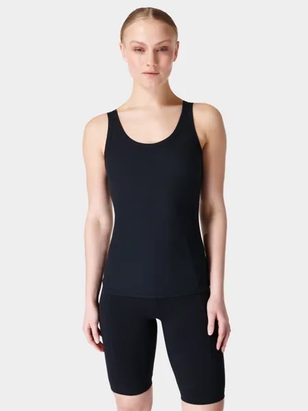 Супермягкая майка в рубчик с двумя лямками Sweaty Betty, черная