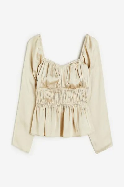 Атласная блузка H&M, светло-бежевый
