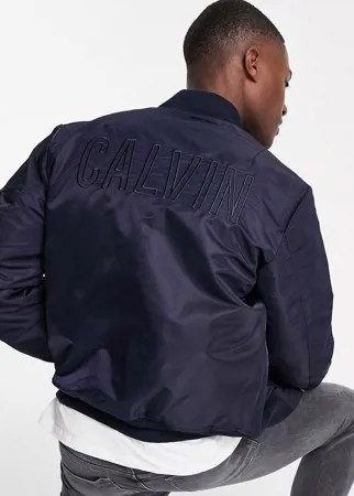 Утепленный бомбер в стиле милитари Calvin Klein Jeans Ormer-Темно-синий