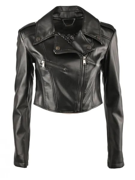 Кожаная куртка regular fit Guess, черный