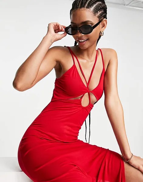 Красное пляжное платье макси из джерси с бретелями ASOS DESIGN Tall