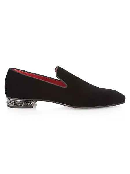 Бархатные лоферы Dandyrocks на шипованном каблуке Christian Louboutin, цвет blackl in loubi