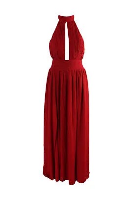 Красное шифоновое платье без рукавов с вырезом «замочная скважина» и бретелькой через шею Fame And Partners 10