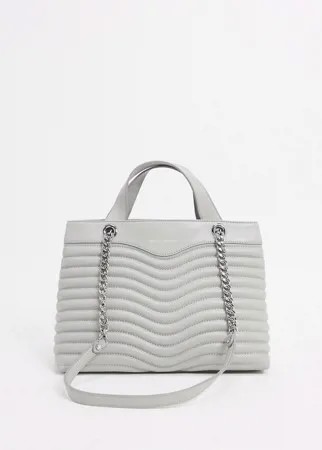 Серая стеганая кожаная сумка сэтчел Rebecca Minkoff-Белый
