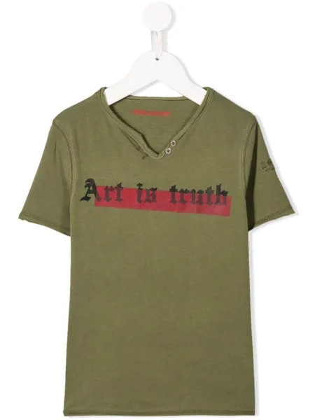 Zadig & Voltaire Kids футболка с принтом Art is Truth и пуговицами