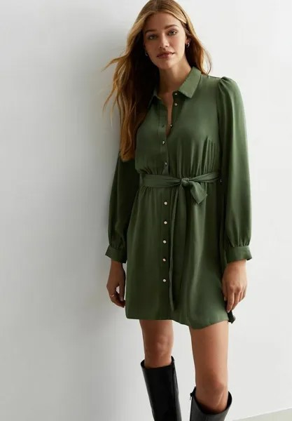 Платье-рубашка Belted New Look, хаки