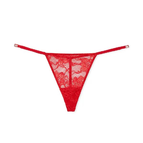 Трусы Victoria's Secret Very Sexy Shine Bow Satin Crotchless V-String, красный