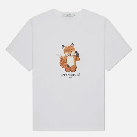 Мужская футболка Maison Kitsune All Right Fox Print Classic, цвет белый, размер S