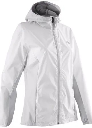 Куртка дождевик для бега женская RUN RAIN белая, размер: 40, цвет: Белоснежный/Бесцветный KALENJI Х Декатлон