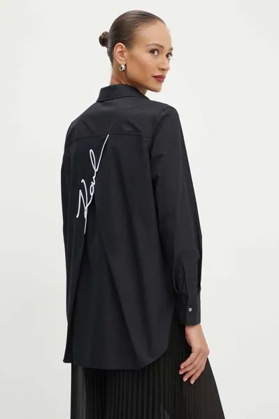 Хлопковая рубашка Karl Lagerfeld, черный