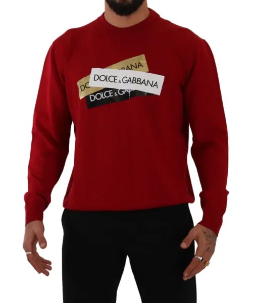 DOLCE - GABBANA Свитер Красный пуловер с круглым вырезом и логотипом, шерстяной топ s. ИТ50/УС40/Л