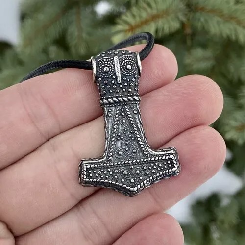 Колье Подвеска Молот Тора, Сова, длина 43 см, серебряный