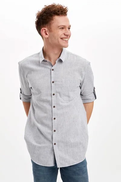 Лонгслив DeFacto Langarmshirt SLIM FIT, индиго