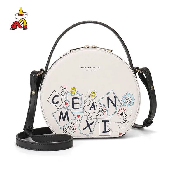 Мексиканские круглые сумки для женщин 2021 новые роскошные сумки круглая дизайнерская сумка на плечо кожаные женские сумки-мессенджеры чере...
