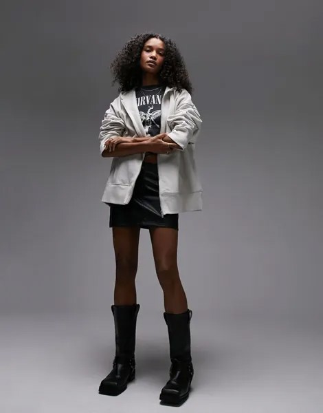 Худи оверсайз на молнии премиум-класса Topshop с камнем