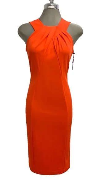 НОВИНКА Элегантное красное платье-футляр миди без рукавов Calvin Klein FLAME, размер 6