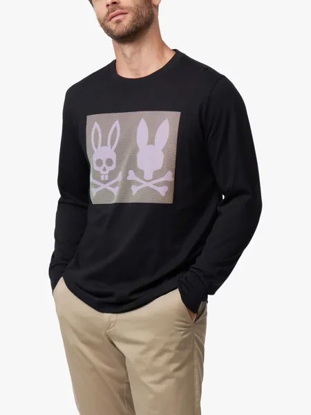 Свободная футболка Chicago с длинными рукавами Psycho Bunny, черный
