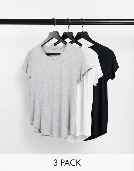 Набор из 3 свободных разноцветных футболок с круглым вырезом Hollister-Многоцветный