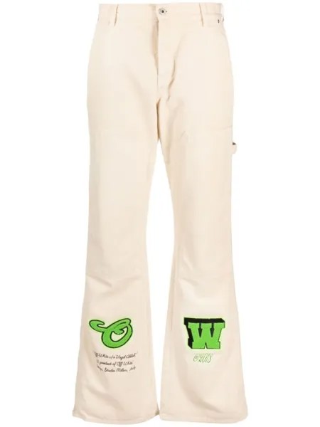 Off-White прямые джинсы с логотипом, нейтральный цвет