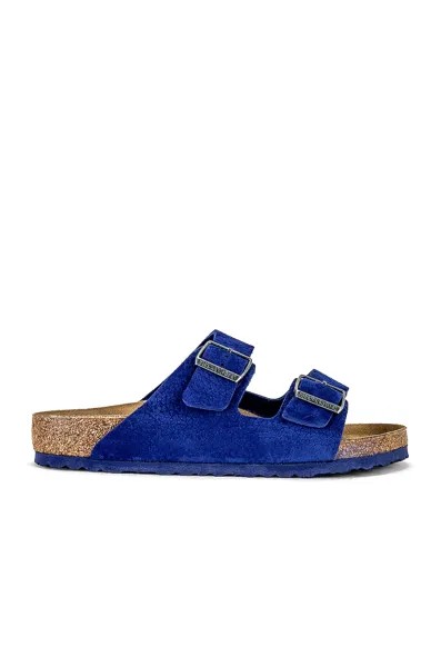 Шлепанцы Birkenstock Arizona, цвет Desert Buck & Indigo Blue
