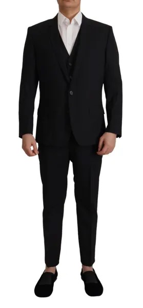 DOLCE - GABBANA Костюм MARTINI Черный из натуральной шерсти Деловой костюм из 3 предметов EU48/US38/M 2300usd