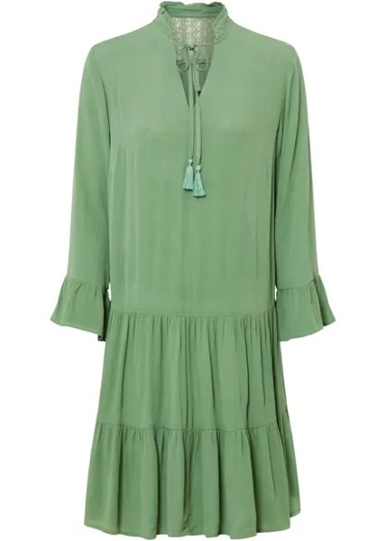 Платье-туника с кружевом из экологически чистой вискозы Rainbow, зеленый