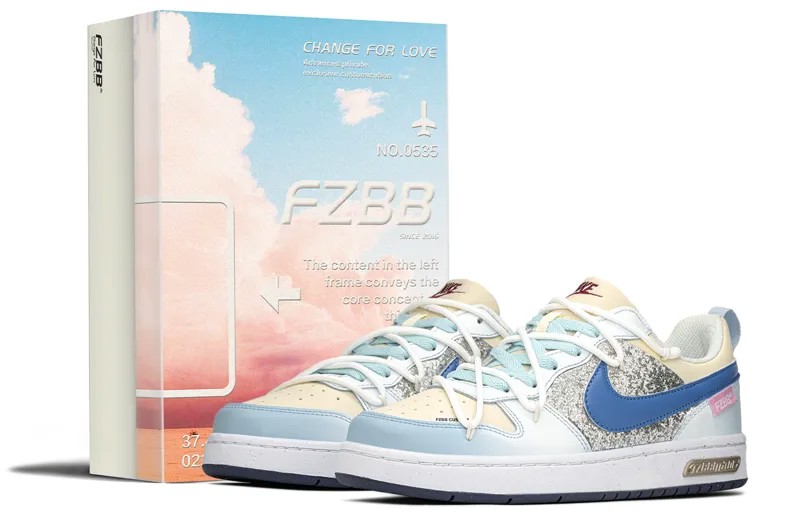 Кроссовки Nike Court Borough Skateboarding Shoes Women's Low-top White/blue/silver, синий