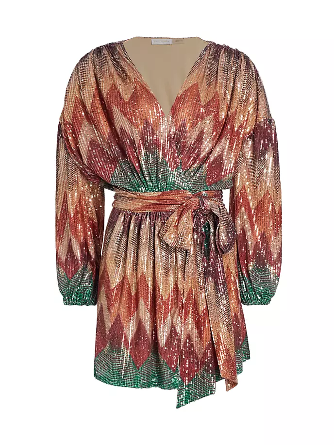 Мини-платье Michaela с шевроном и пайетками Ramy Brook, цвет multicolor chevron sequin