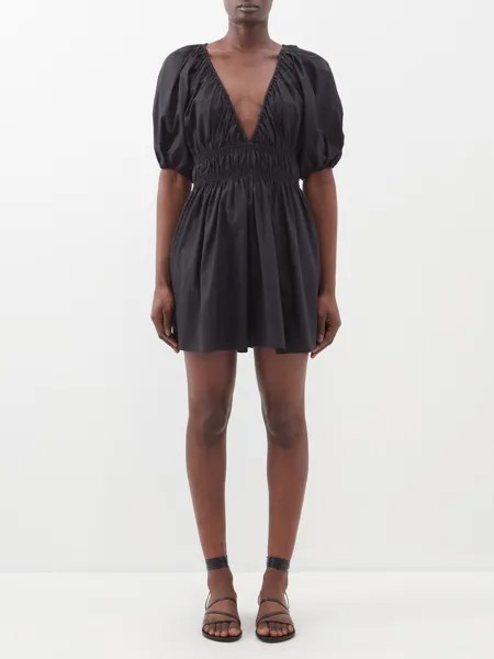 Мини-платье с глубоким вырезом из органического хлопка Matteau, черный