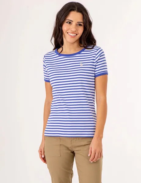 Футболка U.S. Polo Assn. Striped Ringer Neck Trim, синий