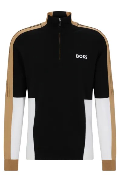 Свитер Hugo Boss Zip-neck With Color-blocking, чёрный