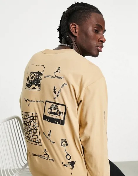 Кремовый лонгслив с принтом вразброс Carhartt WIP-Коричневый цвет