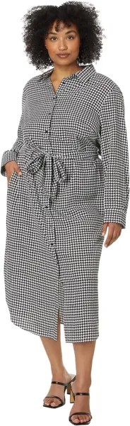 Платье LAUREN Ralph Lauren Plus-Size Houndstooth Belted Crepe Shirtdress, цвет Cream/Black