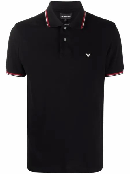 Emporio Armani рубашка поло с логотипом, черный