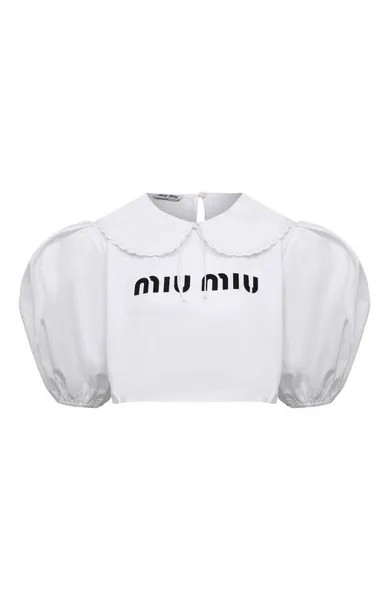 Хлопковая футболка Miu Miu