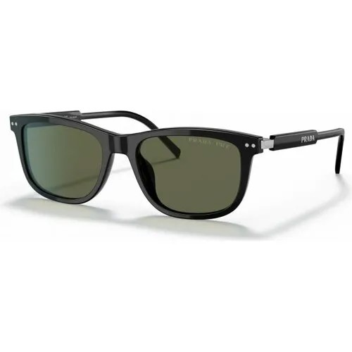 Солнцезащитные очки Prada, прямоугольные, оправа: пластик, поляризационные, с защитой от УФ, для мужчин, черный