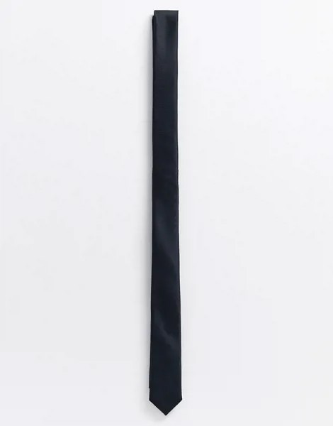 Черный атласный узкий галстук ASOS DESIGN