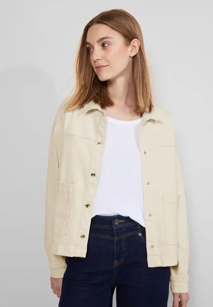 Джинсовая куртка STREET ONE без капюшона из мягкой смеси хлопка, цвет Ecru Washed