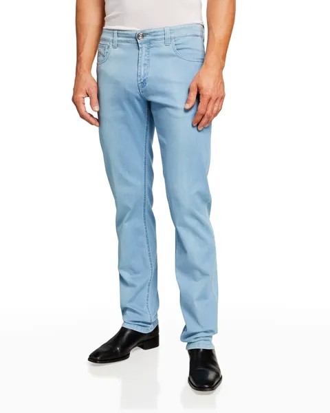 Мужские светлые джинсы узкого кроя из денима Stefano Ricci, цвет Light Blue