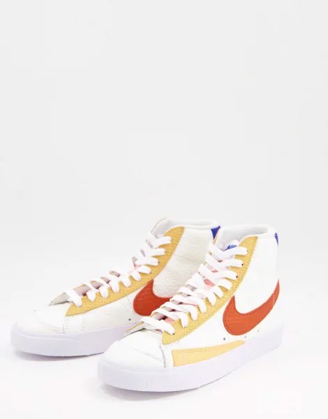 Кроссовки кремового цвета и цветов заката Nike Blazer Mid '77-Белый