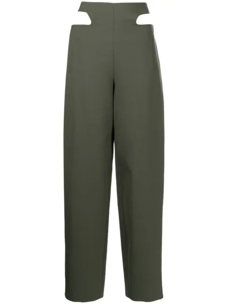 Dion Lee шерстяные брюки Y-Front, зеленый