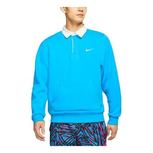 Толстовка Men's Nike SB Skateboard Casual Sports Lapel Fleece Lined Blue, синий