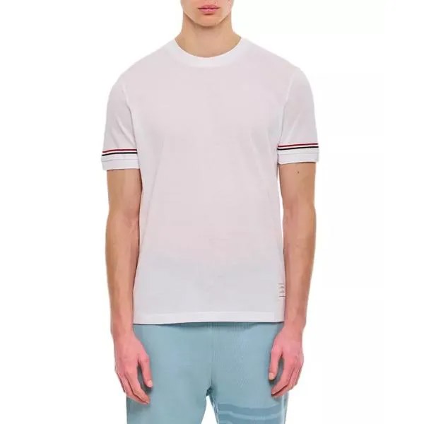Футболка ribbed cuff t-shirt Thom Browne, белый