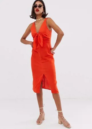 Сарафан миди из жатого хлопка ASOS DESIGN-Оранжевый
