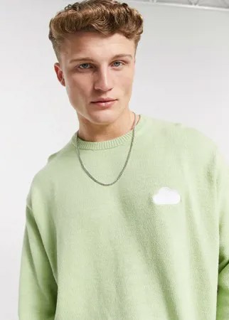 Шалфейно-зеленый вязаный джемпер с вышитым облаком ASOS DESIGN-Зеленый цвет